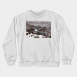 Brown brushstrokes on white Crewneck Sweatshirt